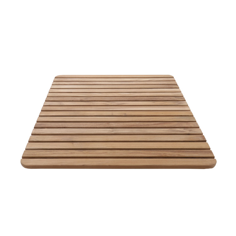 Loon Peak® Farzan Teak & Wood Bath Mat with NonSlip Backing Wayfair